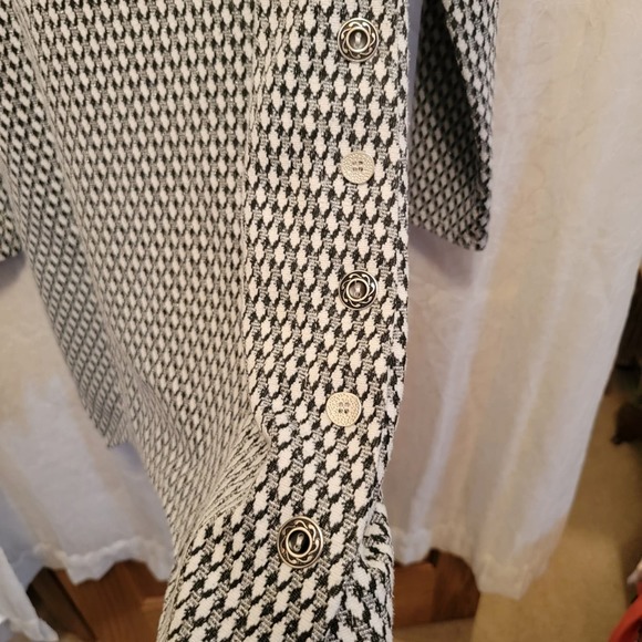 Peck & Peck Houndstooth Mini Sharkbite Dress M Black White - Picture 3 of 5